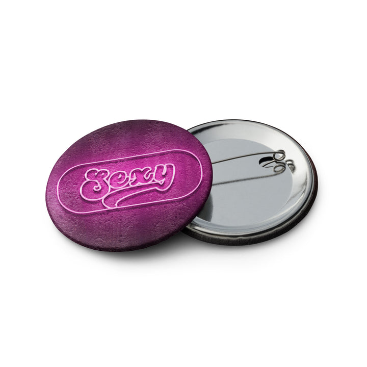 sexy pin button 2.25 inches tinplate
