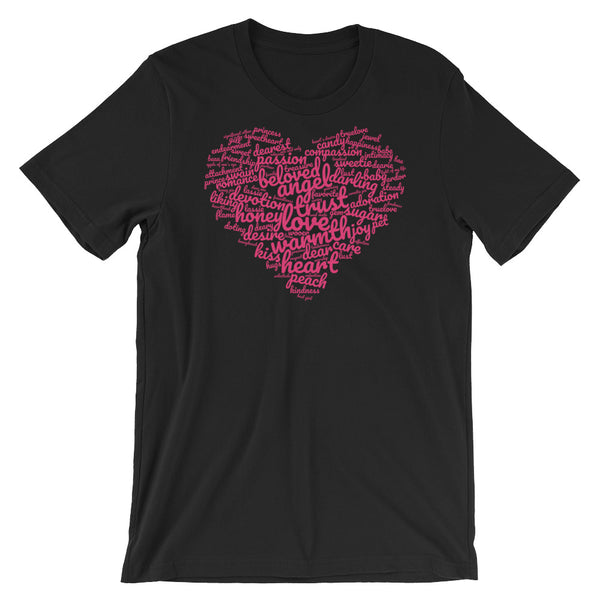 Lovely words t-shirt "heart-shaped word cloud"