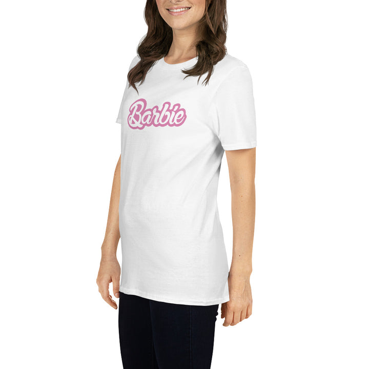 barbie t-shirt white pink text