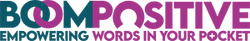 boom positive empowering words logo