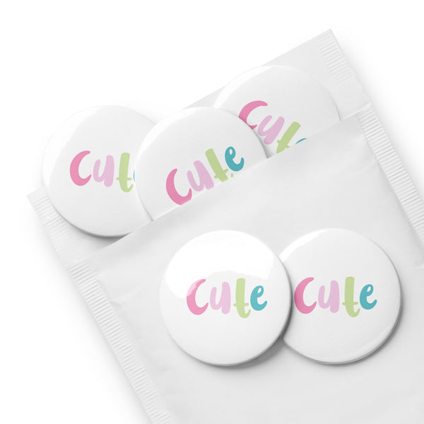 Cute word pin buttons | set of 5