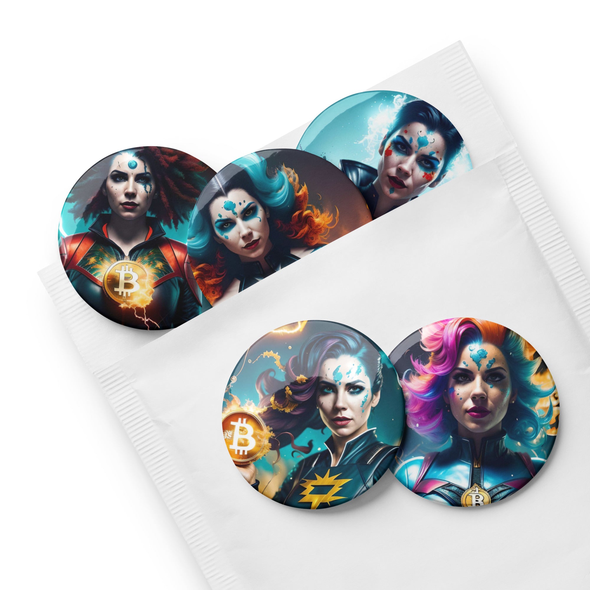 Bitcoin pin buttons | Satoshi Siren – Boom Positive