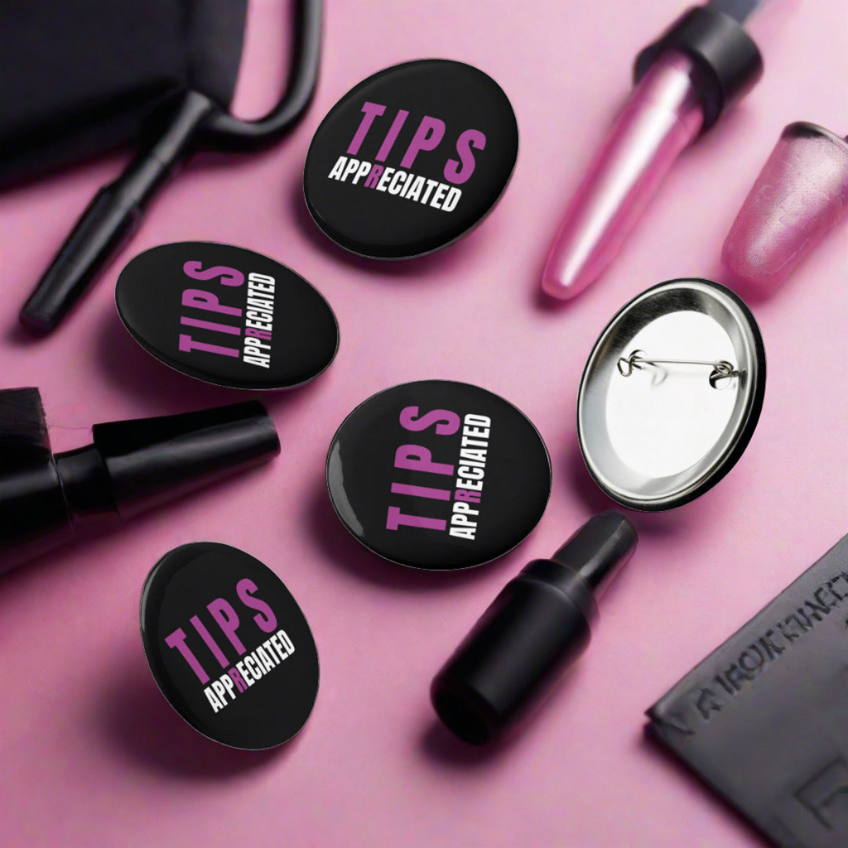 Tips Appreciated Pin Buttons With Glossy Finish Set Of 5 Boom Positive