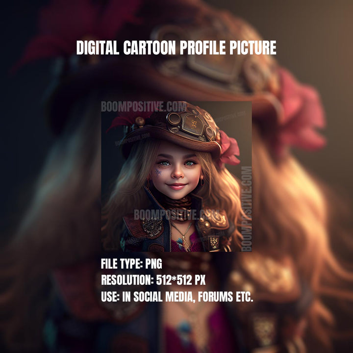 steampunk smiling blonde white girl cartoon profile picture