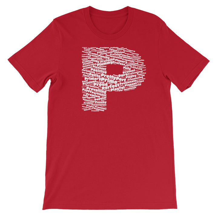 letter p word cloud t-shirt