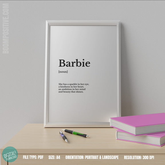Printable Barbie definition digital wall art Boom Positive