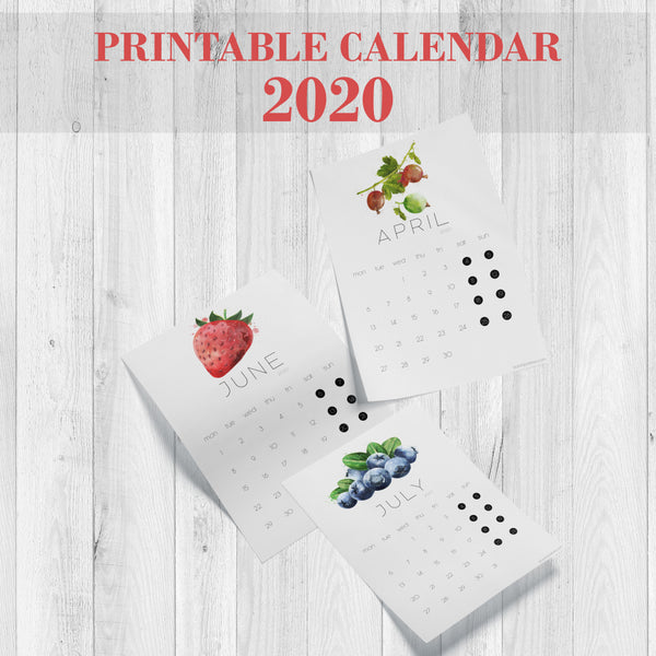printable calendar 2020 berries
