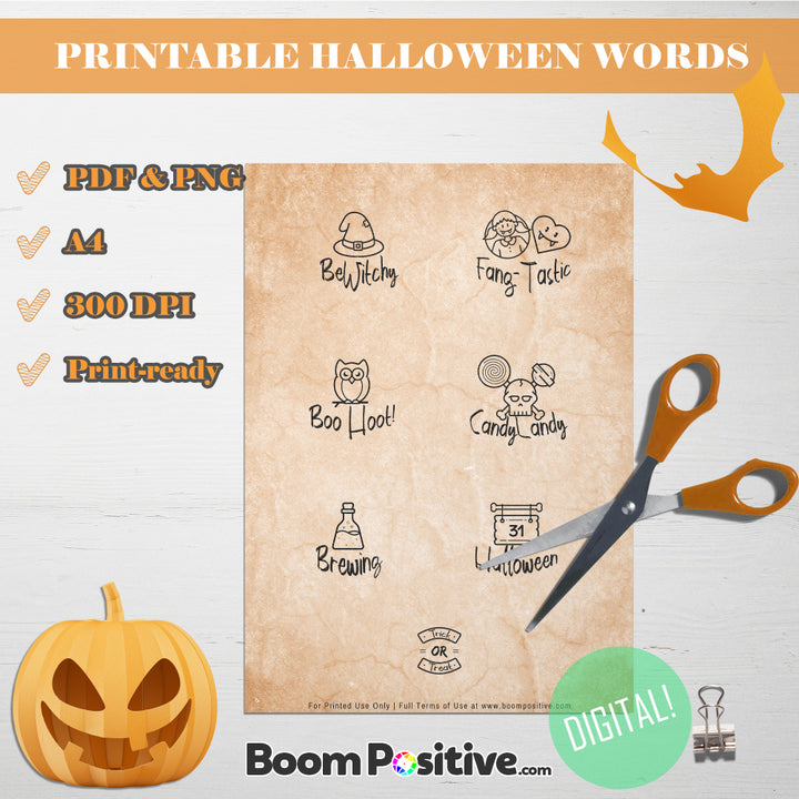 printable halloween pictures and words
