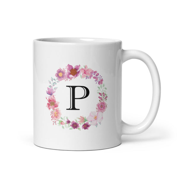 Letter P coffee mug | White