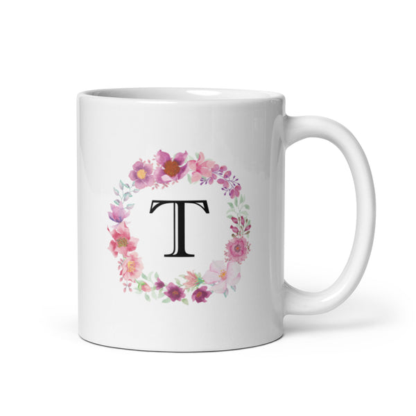 Letter T coffee mug | White